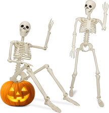 2 Pack 36'' Skeletons Halloween Decorations Outdoor: 3 FT Posable Skeletons