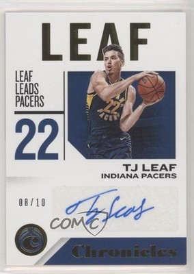 2018-19 Panini Chronicles Signatures Gold 8/10 TJ Leaf #CS-TJ Auto eq1