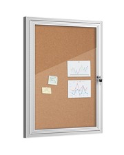 36"x24" Enclosed Bulletin Board, Outdoor Lockable Weather-Resistant Aluminum ...