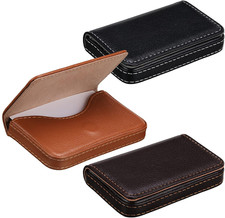 3 Pcs Business Card Holder PU Leather Business Card Case Pocket Wallet with Magn