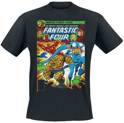 Fantastic Four T-Shirt Herren The World Greatest Comic Magazine Cover schwarz
