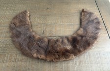 Vintage Mink Fur Collar Brown Satin Lined Hook Eye Mid Century
