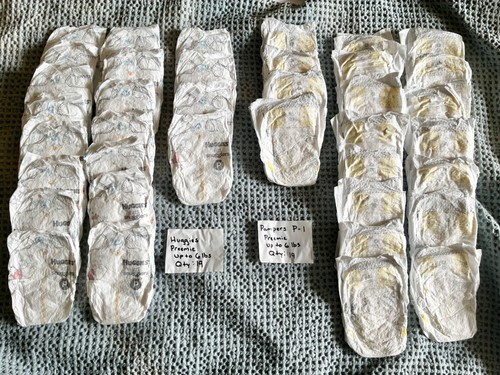 Huggies and Pampers Preemie Diapers - for up to 6 pounds - 19 of each brand