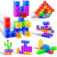 56PCS Magnetic Blocks  Transparent STEM Building Toy for Toddlers 3-5, Montessori