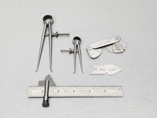 STARRETT VINTAGE MACHINIST TOOLS, CALIPERS, DRILL POINT GAGE 59° #22C W/RULER 
