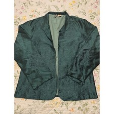 Anu Silk Paisley Embroidered Blazer M Teal