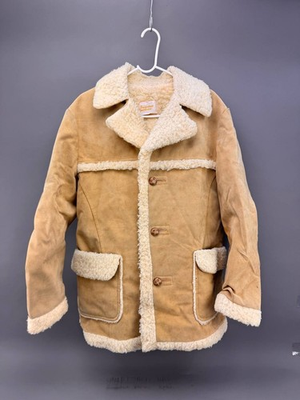 #ad VTG Fingerhut Fashions US Mens Size M Vegan Faux Suede Fur Shearling Coat Jacket $49.99