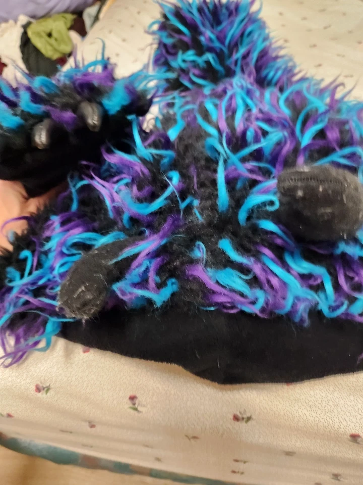 Blue purple, black, , , monster horns, claws secret pocket Monster Half Hood - Image 3 of 3