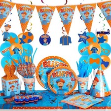 BLIPPI Tableware Set Plate Tablecloth Banner Children Birthday Party Decoration
