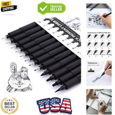 Art Pens,Fineliner Ink Pens,Set of 12 Technical Drawing pen,Pigment Pen,Fine ...