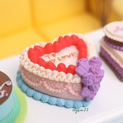 2PC 1:12 Tools Scale Dollhouse Miniatures Birthday Cream Cake Mini Food Model