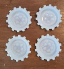 Vintage Set of 4 ~ Hazel Atlas Apple Blossom Milk Glass Pinwheel Coasters Round
