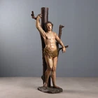 Antique Sculpture Saint Sebastian Carved Wood Italy XVII Century Original
