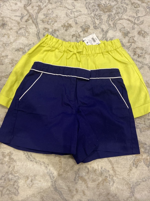 Janie And Jack Girls Shorts Size 12 (10), Yellow Navy Blue Lot Of ￼2