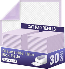 Cat Pads 16.9" X 11.4", 30 Ct - Thick Absorbent Pee Pads for Cats