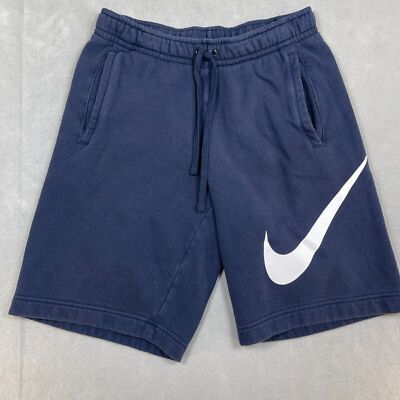 Nike Shorts Mens Small Sweat Shorts Swoosh Check Navy Blue