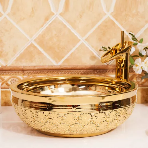 NewEuropeanfashiongold/silverceramicbathroombasinsinkwithwaterfallfaucetspout - Picture 13 of 46