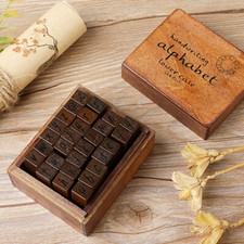28pcs Vintage Style Wooden Rubber Lower case Letters Symbol Stamps