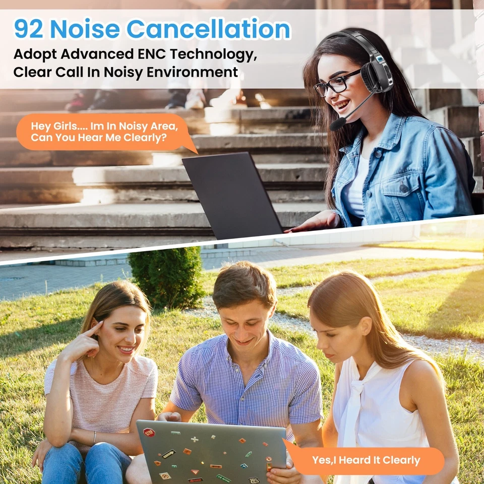 Trucker Bluetooth Headset Wireless 5.2 With Noise Cancelling Mic For Phones PC - Image 3 of 4