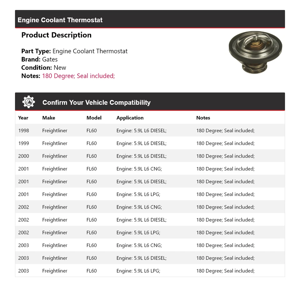 Termostato refrigerante motor Freightliner FL60 1998-2003 1999 2000 2001 Foto 2 de 4