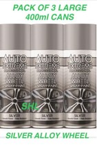 PACK OF 3 LARGE 400ml CANS AUTO SILVER ALLOY WHEEL SPRAY PAINT