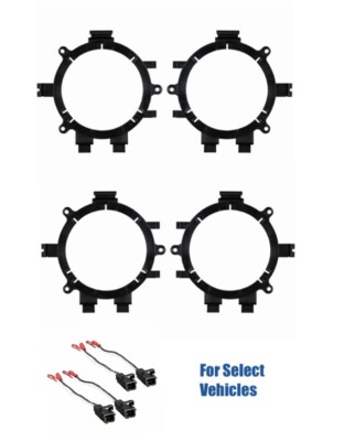 4 (2 pair) 5.25/6.5 Door Speaker Bracket Plates + Wire Combo for some GM Chevy