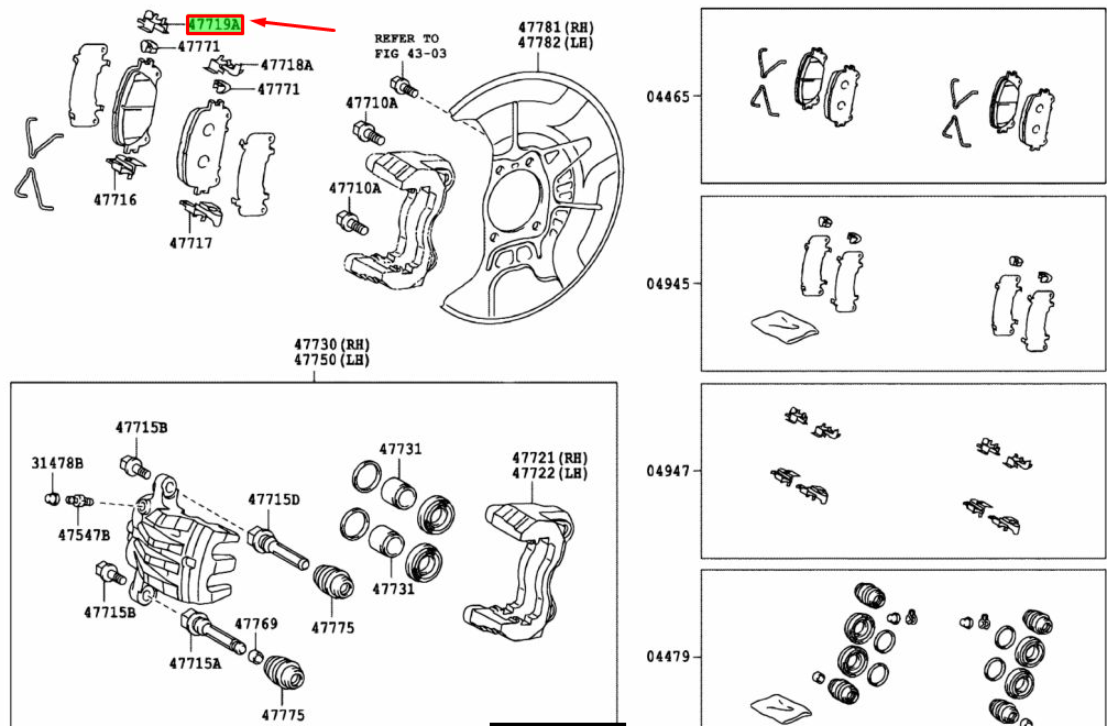 RX専用 LEXUS NX MK1 Anti-Rassel-Clip für Scheibenbremse vorn 4771948150