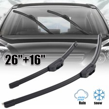 Front Windshield Wiper Blades Frameless Wipers Fits J-HOOK U Type Arm 26" 16"