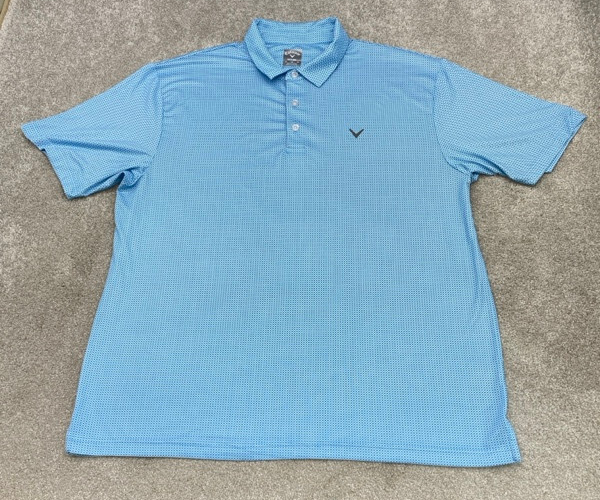 Callaway Opti-Dri Men's XL Blue Check Golf Polo Shirt 6112 Short Sleeve-image
