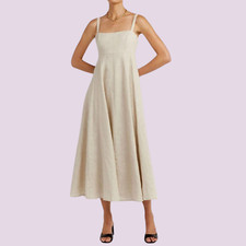 DISSH Linen MIDI Dress Size 12 Casual Chic Summer Dress 100% Linen