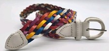 Vintage 90 s Rainbow multicolor leather belt 40 end to end