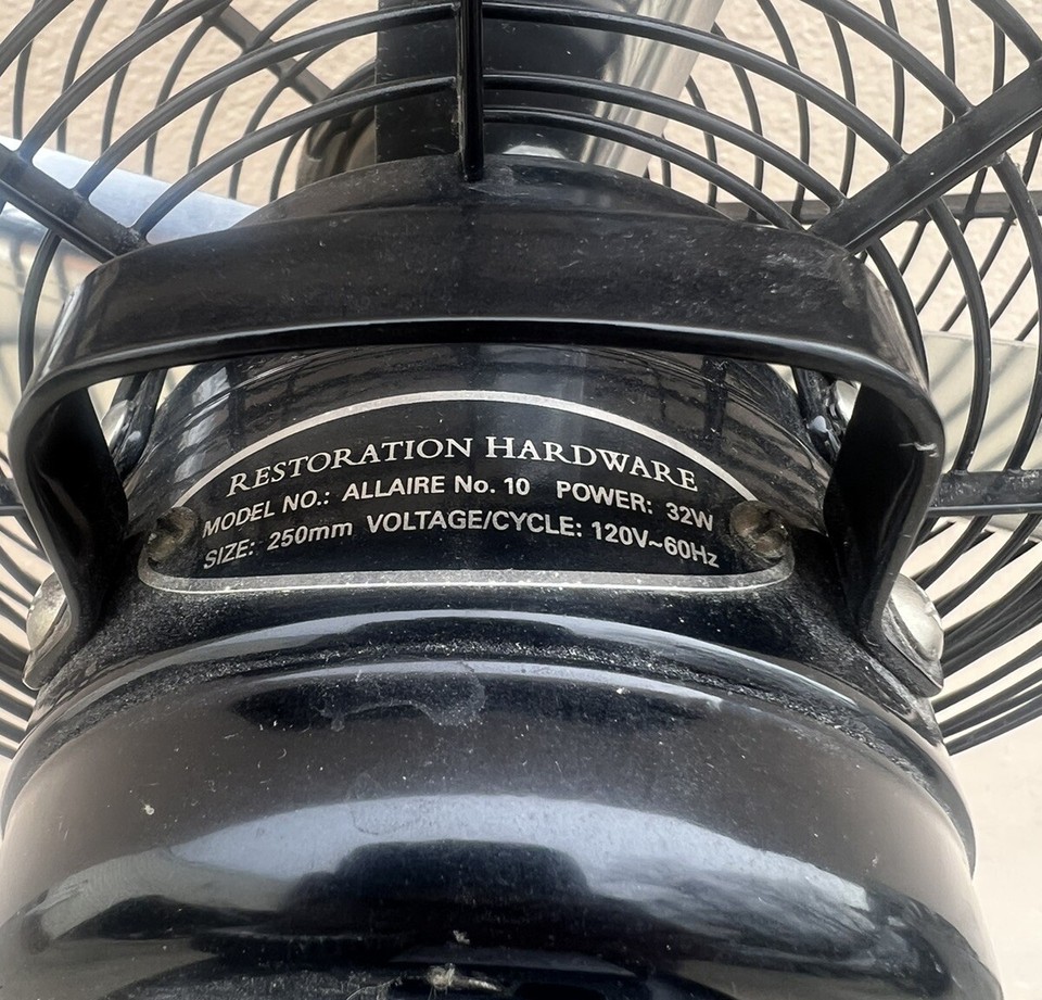 Restoration Hardware Allaire No. 10 Adjustable Height Black Finish Floor Fan eBay