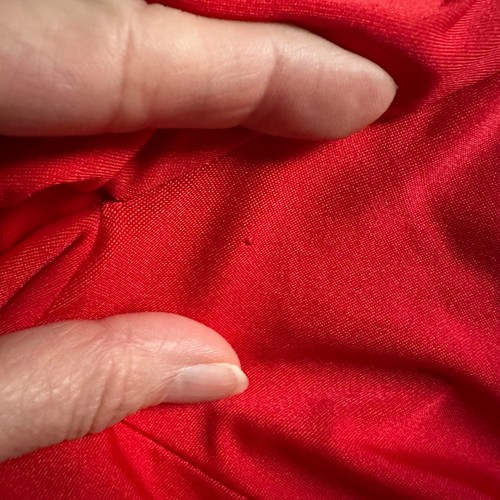 Vintage 1970s Red Holiday Dress Slinky Jersey Halter Neck Key Hole Cut-out S/M - Picture 11 of 11