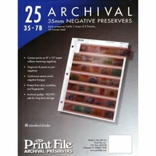 Print File 35mm Archival Storage Pages for Negatives, (25 Pack)