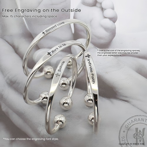 925 Sterling Silver Baby Christening Bracelet with Cross✔️Custom Engraving - Picture 4 of 16