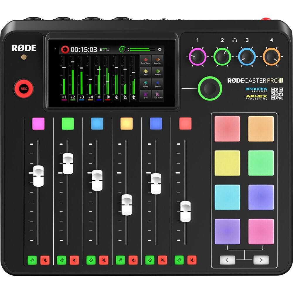 Rode RODECaster Pro 2 with 4x Rode PodMics, NTH-100, Stands