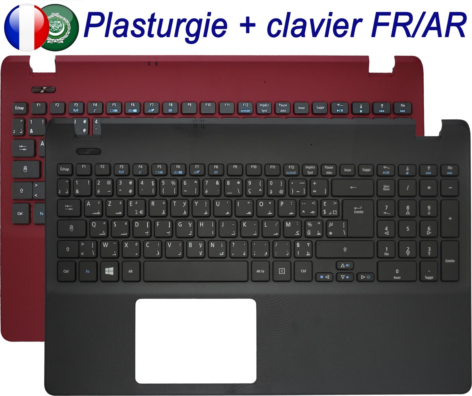 Clavier AZERTY FR avec plasturgie pour PC Acer Aspire ES1-512 noir