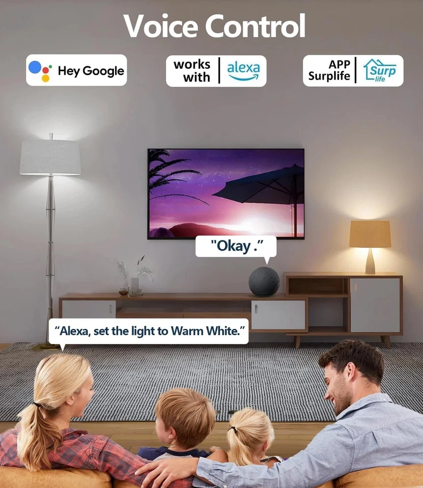 4x Keepsmile B22 Smart Light Bulbs, 10W WiFi Bluetooth Music Sync Color Changing - Image 2 of 4