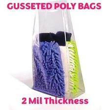 2 Mil Expandable Gusseted Poly Bags Clear Polyethylene Multiple Sizes LDPE