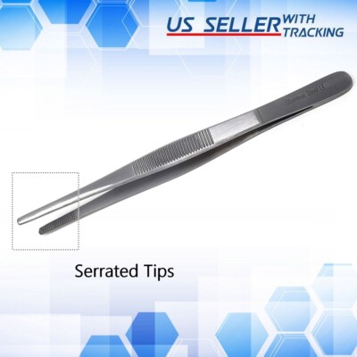 Tweezers Blunt Serrated Tips 4.5'' Long Jewelry Hobby Crafts Parts Handling DIY