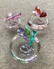 Lot of 3 Art Studio Glass Bowls Signed A MODELL colorful crystal post modern vtg
