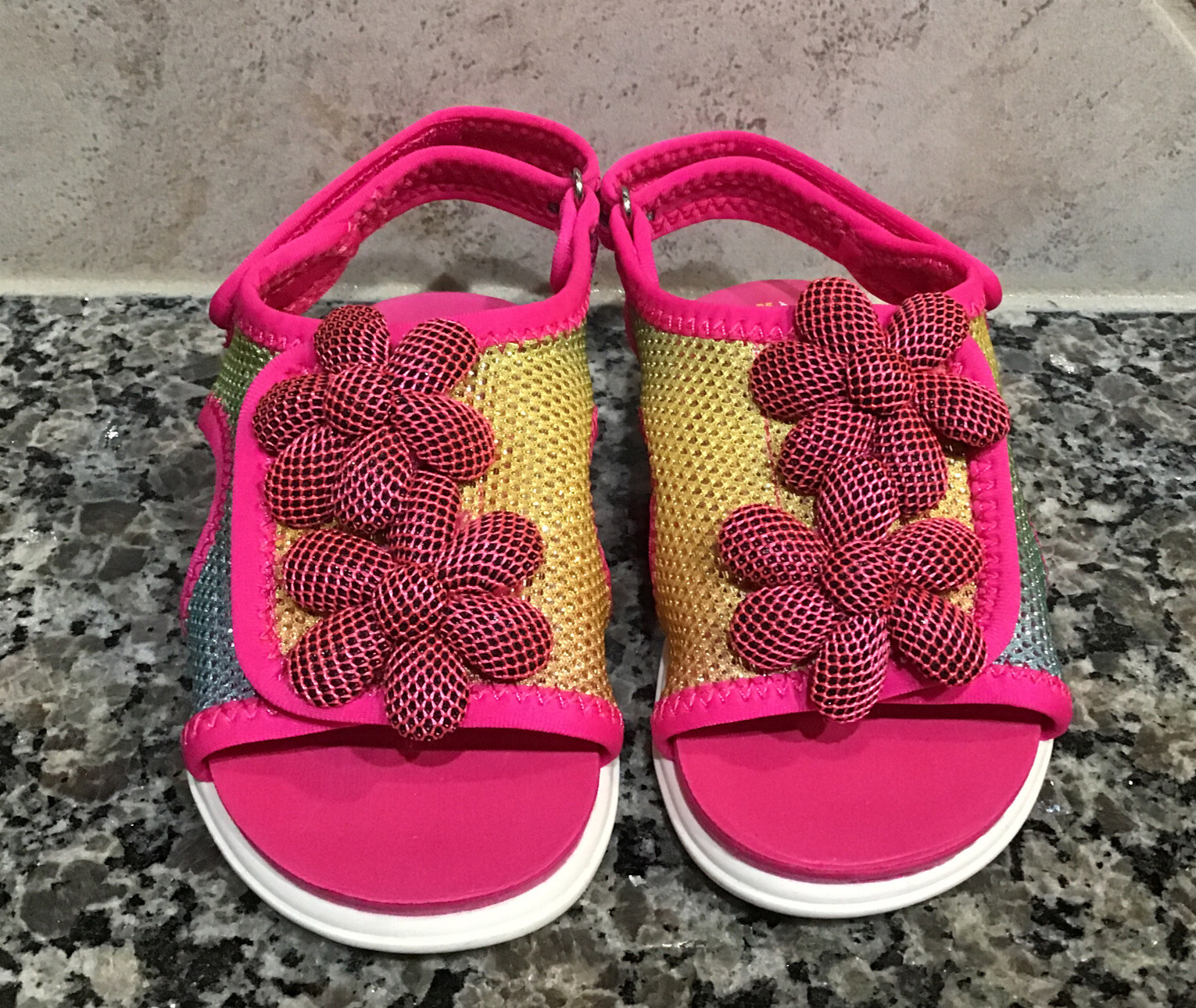 SAOLA SUOLA GIOCO BAMBINA Tg 5 M Sandalo Cador Disegno Floreale Rosa Multi NUOVO