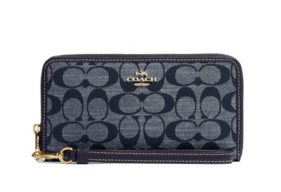 NWT Coach Long Zip Around Wallet In Signature Chambray CH369 Denim