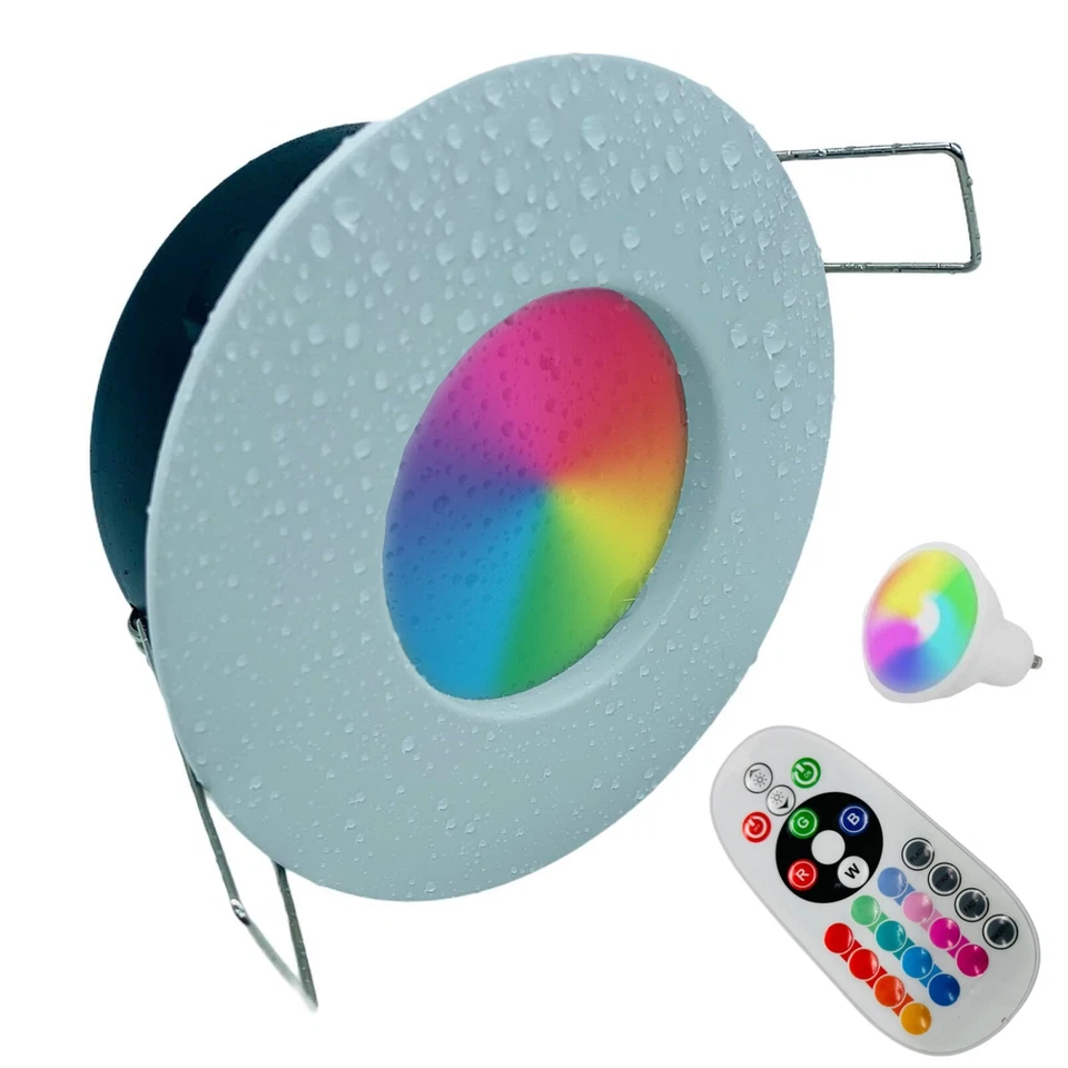 Faretto Led da incasso per bagno box doccia lampada RGBW 5.1W GU10 cromoterapia - Immagine 4 di 4