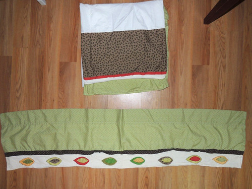 KIDSLINE JUNGLE JIGSAW VALANCE & CRIB SKIRT DUST RUFFLE GREEN BROWN 