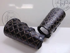 LEATHER  CARVED VIKING BRACER. FOLK BLACK  (MDLG0131)..... IN THE WOODS'S...