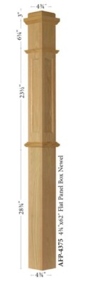 Red Oak Box Newel Post- For Stair Remodel Rail Supplies 4091-92-75-375 Panel 