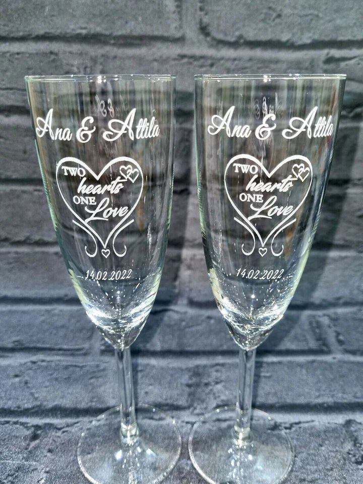 Personalised Champagne Glasses Set of 2 Personalised Engagement Gift Flutes