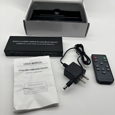 5 Port HDR HDMI Audio Extractor TV HDMI ARC EDID HDMIx5 DCx1 4K/60Hz  HDCP 2.2