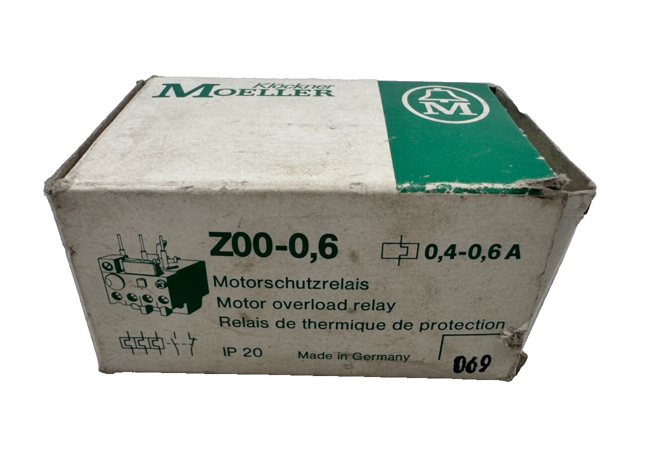 Relais thermique MOELLER Z00-0.6 contre la surcharge moteur de 0,4 à 0,6 A